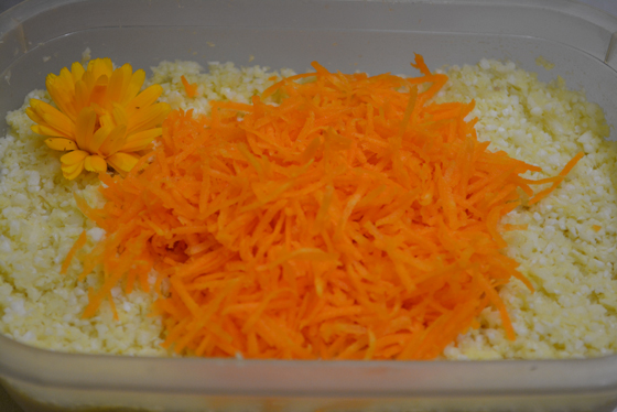 taboulé de chou-fleur - topping carottes râpées