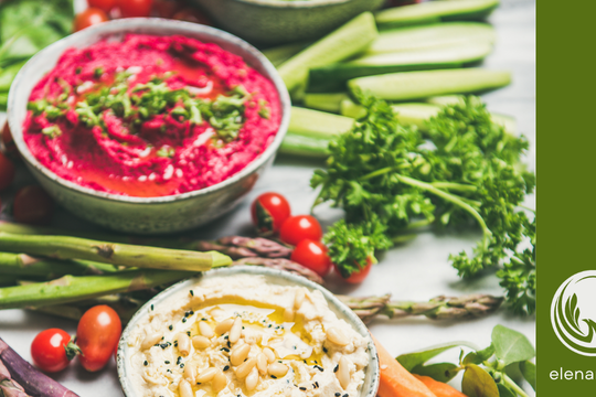 dip de légumes et végépâté à la betterave et houmous cru