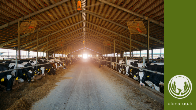 vaches dans un hangar d'élevage industriel