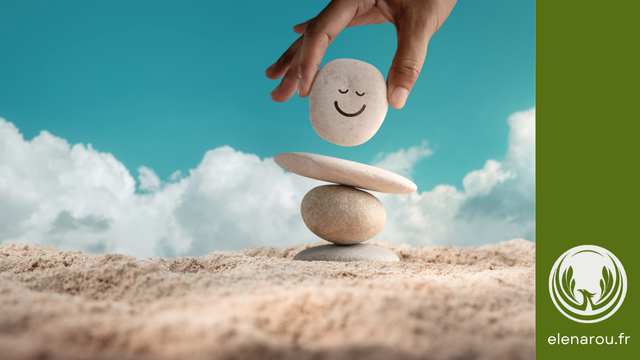 cairn et galet souriant